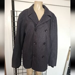 Guess Charcoal Double-Breasted Peacoat